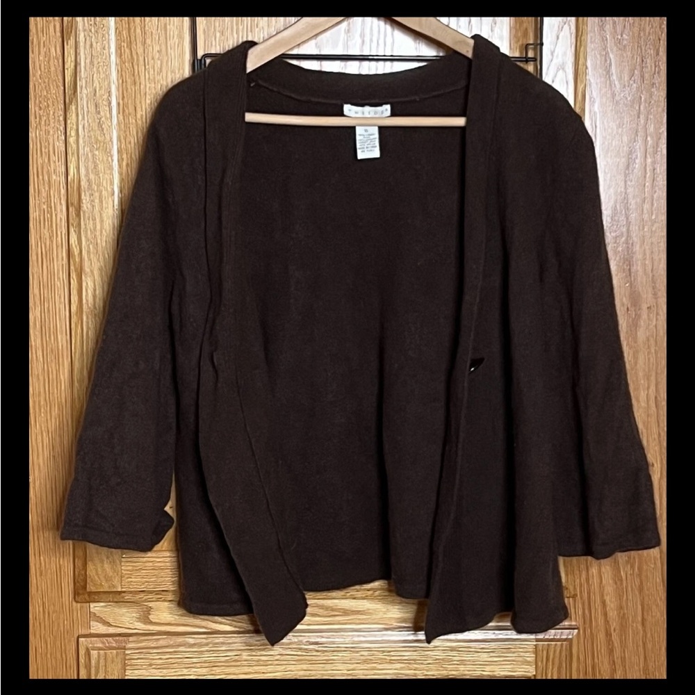 Tweeds Cardigan Womens XL** Lambswool Rabbit Hair Brown Single Button Modest - Picture 3 of 6